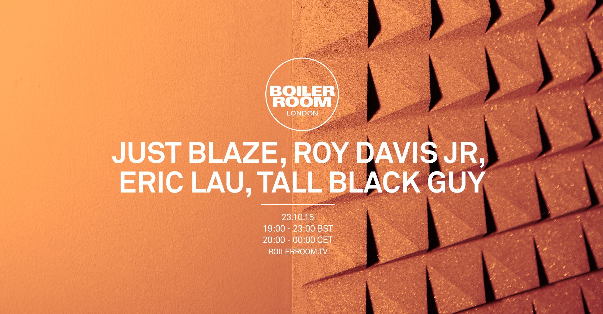 London: Just Blaze, Roy Davis Jr., Eric Lau, Tall Black Guy flyer