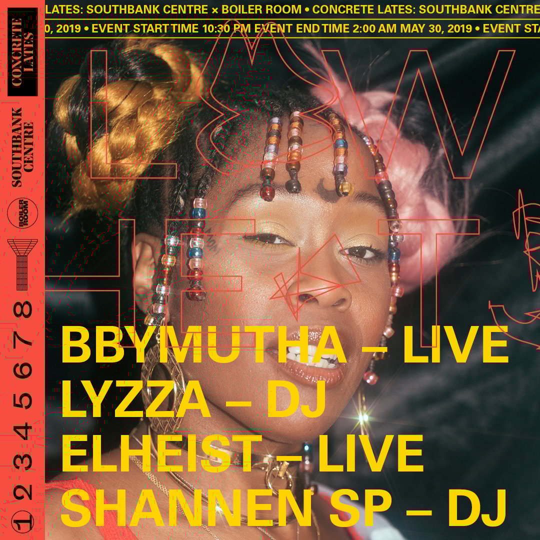 Concrete Lates: BbyMutha, Elheist, LYZZA flyer