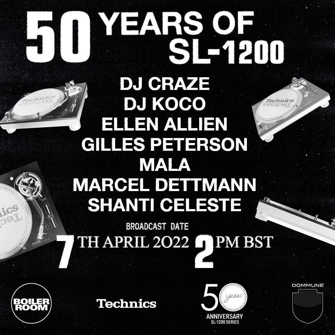 Boiler Room x Technics x Dommune: 50 years of the SL-1200 flyer