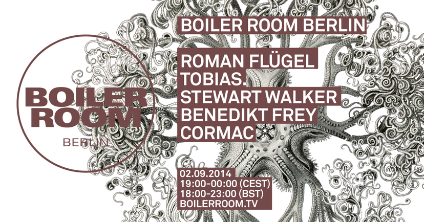 Flyer for event Berlin: Roman Flügel, Tobias., Stewart Walker, Benedikt Frey, Cormac .