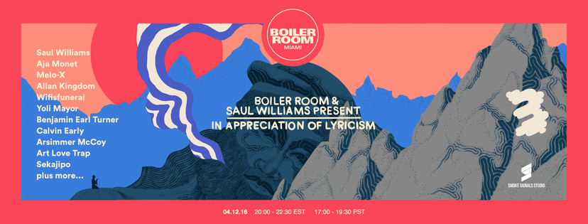 Flyer for event Miami: Boiler Room x Saul Williams Presents — In Appreciation Of Lyricism.