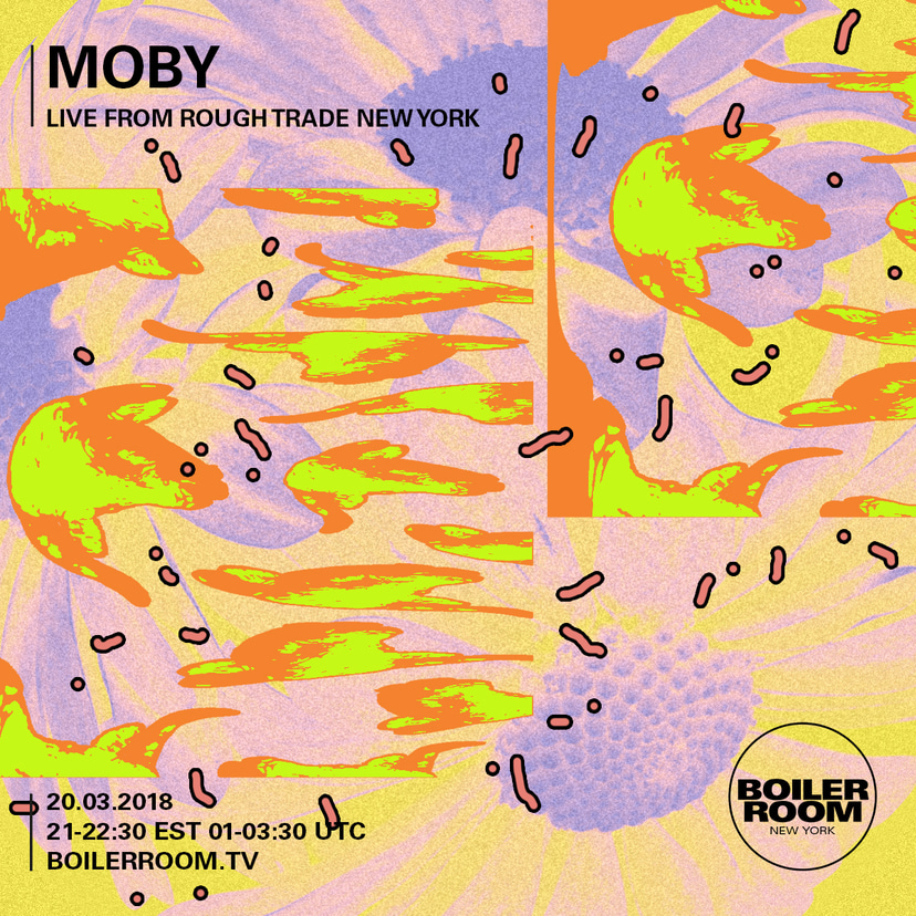 Flyer for event Moby Live From Rough Trade New York.