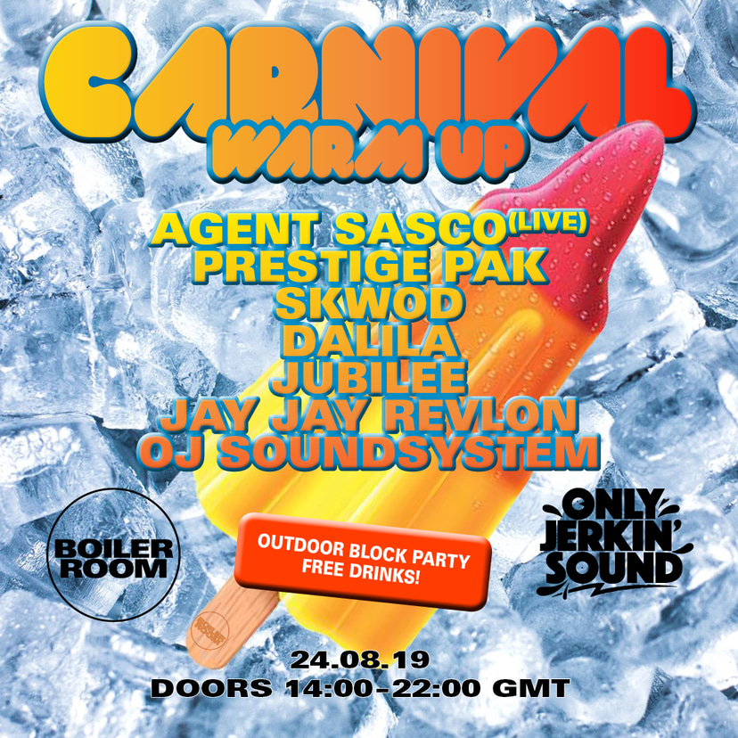 Flyer for event Carnival Warm Up.