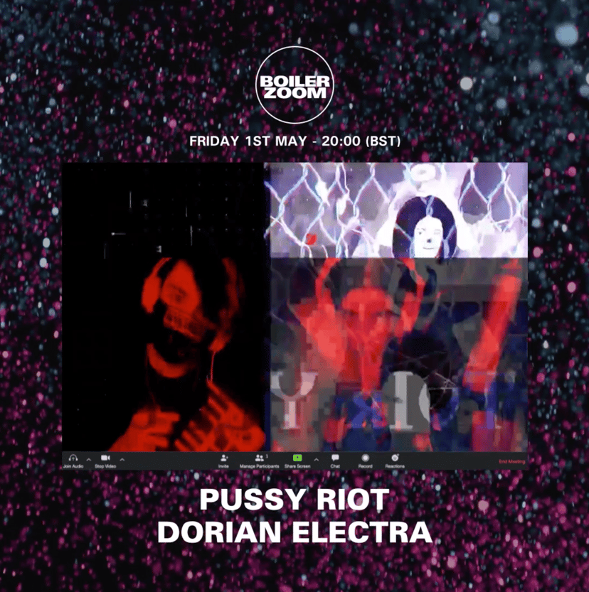 Flyer for event Streaming From Isolation with Pussy Riot.